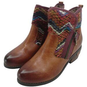 Elite by Corkys Kayla Brown Leather Southwest Sarape Ankle Chelsea Boots Size 7